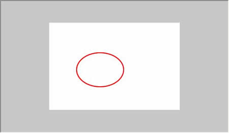 キャンバスに赤い枠線の円を描く